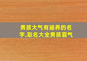 男孩大气有涵养的名字,取名大全男孩霸气