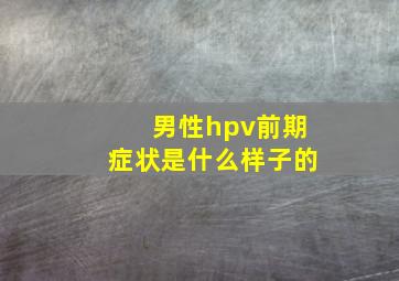 男性hpv前期症状是什么样子的