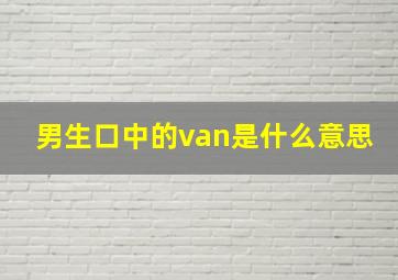 男生口中的van是什么意思