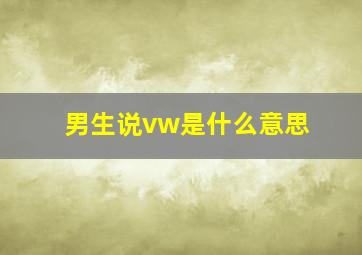 男生说vw是什么意思