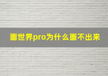 画世界pro为什么画不出来