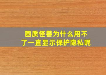 画质怪兽为什么用不了一直显示保护隐私呢