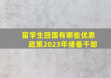 留学生回国有哪些优惠政策2023年储备干部