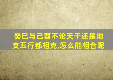 癸巳与己酉不论天干还是地支五行都相克,怎么能相合呢