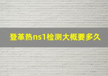 登革热ns1检测大概要多久