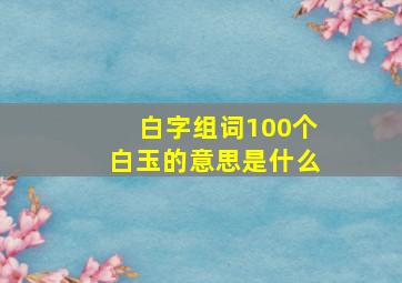 白字组词100个白玉的意思是什么