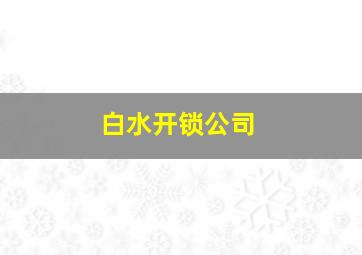 白水开锁公司