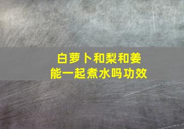 白萝卜和梨和姜能一起煮水吗功效