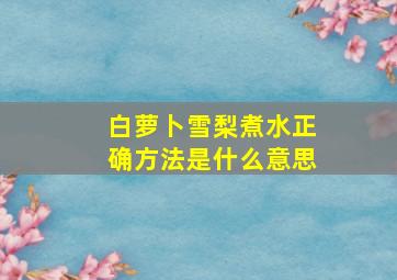 白萝卜雪梨煮水正确方法是什么意思