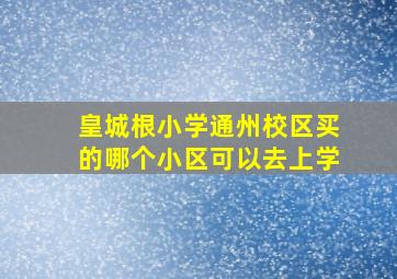 皇城根小学通州校区买的哪个小区可以去上学