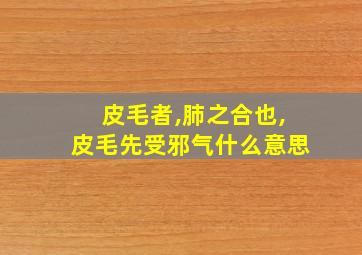 皮毛者,肺之合也,皮毛先受邪气什么意思