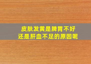 皮肤发黄是脾胃不好还是肝血不足的原因呢