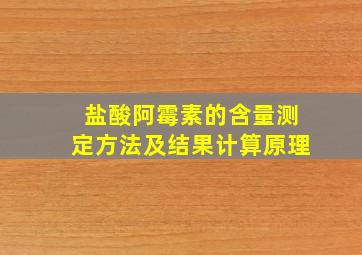 盐酸阿霉素的含量测定方法及结果计算原理