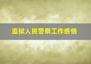 监狱人民警察工作感悟