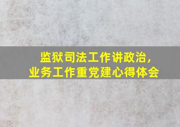 监狱司法工作讲政治,业务工作重党建心得体会