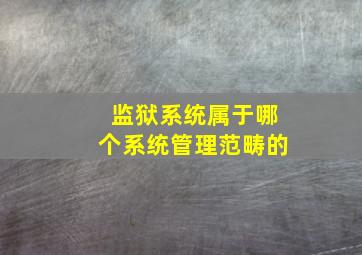 监狱系统属于哪个系统管理范畴的