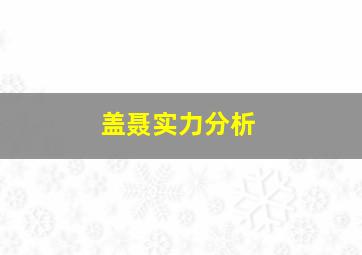 盖聂实力分析