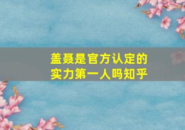 盖聂是官方认定的实力第一人吗知乎