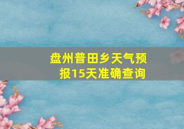 盘州普田乡天气预报15天准确查询