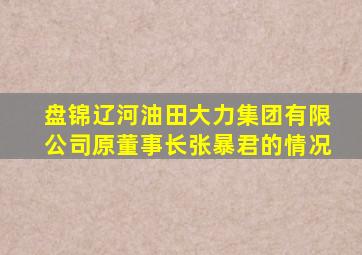 盘锦辽河油田大力集团有限公司原董事长张暴君的情况