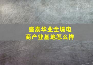 盛泰华业全境电商产业基地怎么样