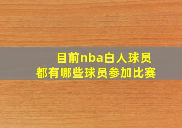 目前nba白人球员都有哪些球员参加比赛