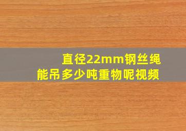 直径22mm钢丝绳能吊多少吨重物呢视频