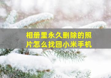 相册里永久删除的照片怎么找回小米手机