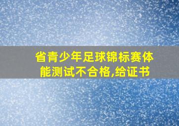 省青少年足球锦标赛体能测试不合格,给证书