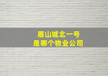 眉山城北一号是哪个物业公司