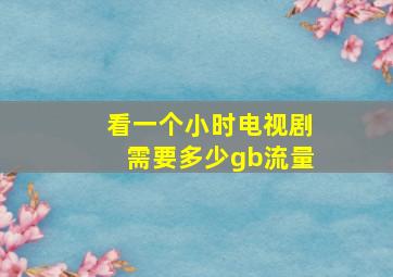 看一个小时电视剧需要多少gb流量