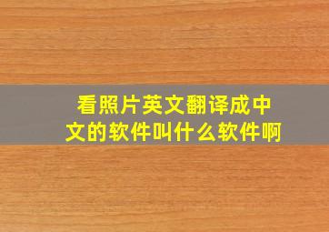 看照片英文翻译成中文的软件叫什么软件啊