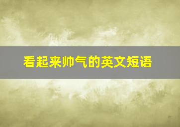 看起来帅气的英文短语