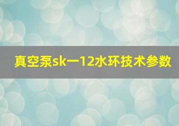 真空泵sk一12水环技术参数