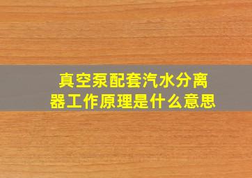 真空泵配套汽水分离器工作原理是什么意思