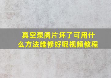 真空泵阀片坏了可用什么方法维修好呢视频教程