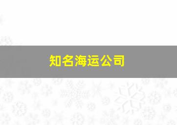 知名海运公司