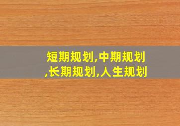 短期规划,中期规划,长期规划,人生规划