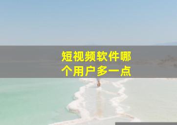 短视频软件哪个用户多一点