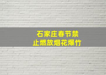 石家庄春节禁止燃放烟花爆竹