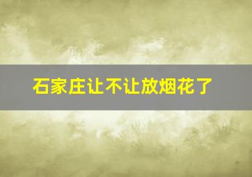 石家庄让不让放烟花了