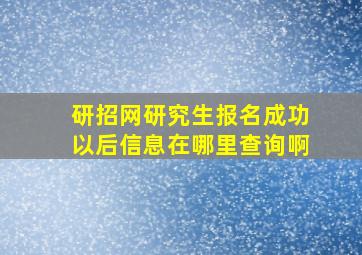 研招网研究生报名成功以后信息在哪里查询啊