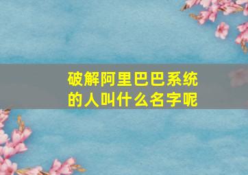 破解阿里巴巴系统的人叫什么名字呢