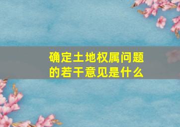 确定土地权属问题的若干意见是什么