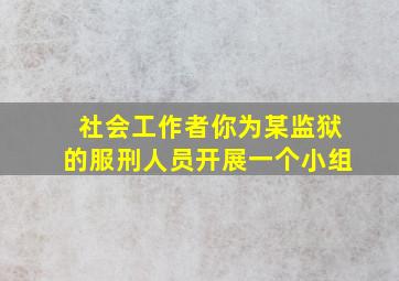 社会工作者你为某监狱的服刑人员开展一个小组