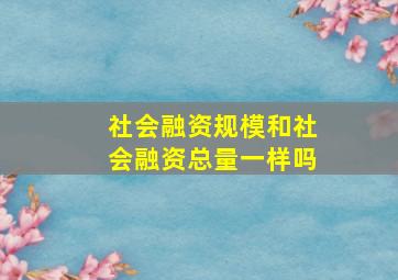 社会融资规模和社会融资总量一样吗