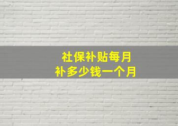 社保补贴每月补多少钱一个月