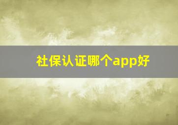 社保认证哪个app好