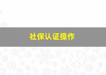 社保认证操作