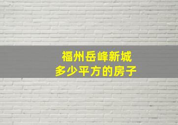 福州岳峰新城多少平方的房子